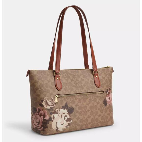 🌸 Coach Gallery Tote Bag In Signature Canvas With Rose Print - Picture 3 of 6
